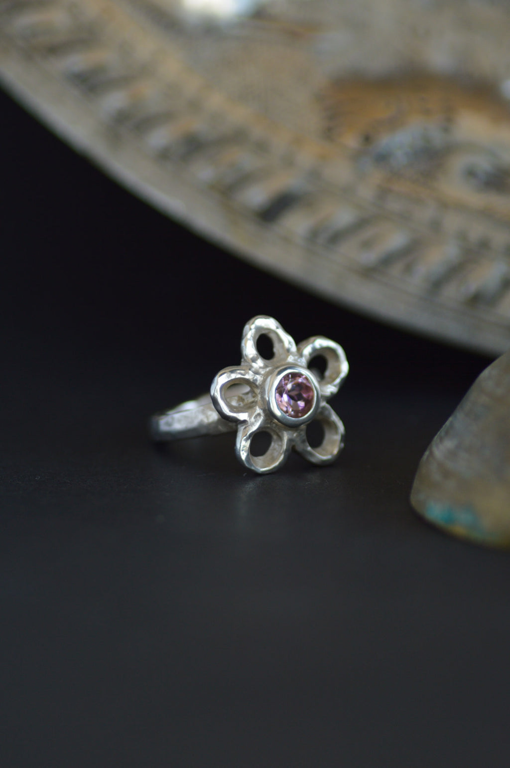 Mala Silver Ring - Pink Tourmaline