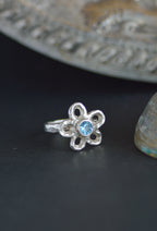 Mala Silver Ring - Blue Topaz