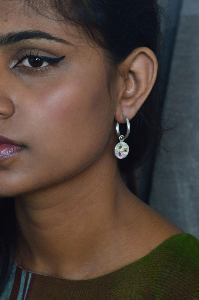 Pickle Charm Tourmaline Silver Earring 724-3