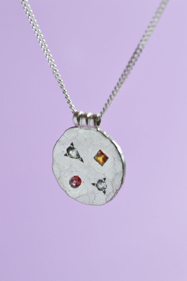 Marlee Sapphire & Garnet Silver Necklace 675-3