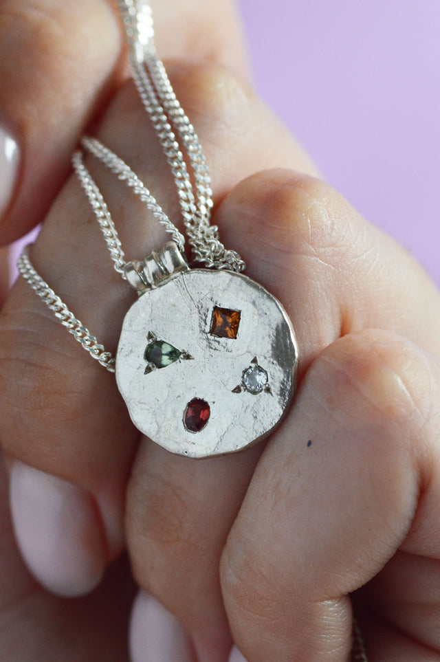 Marlee Sapphire & Garnet Silver Necklace 675-3
