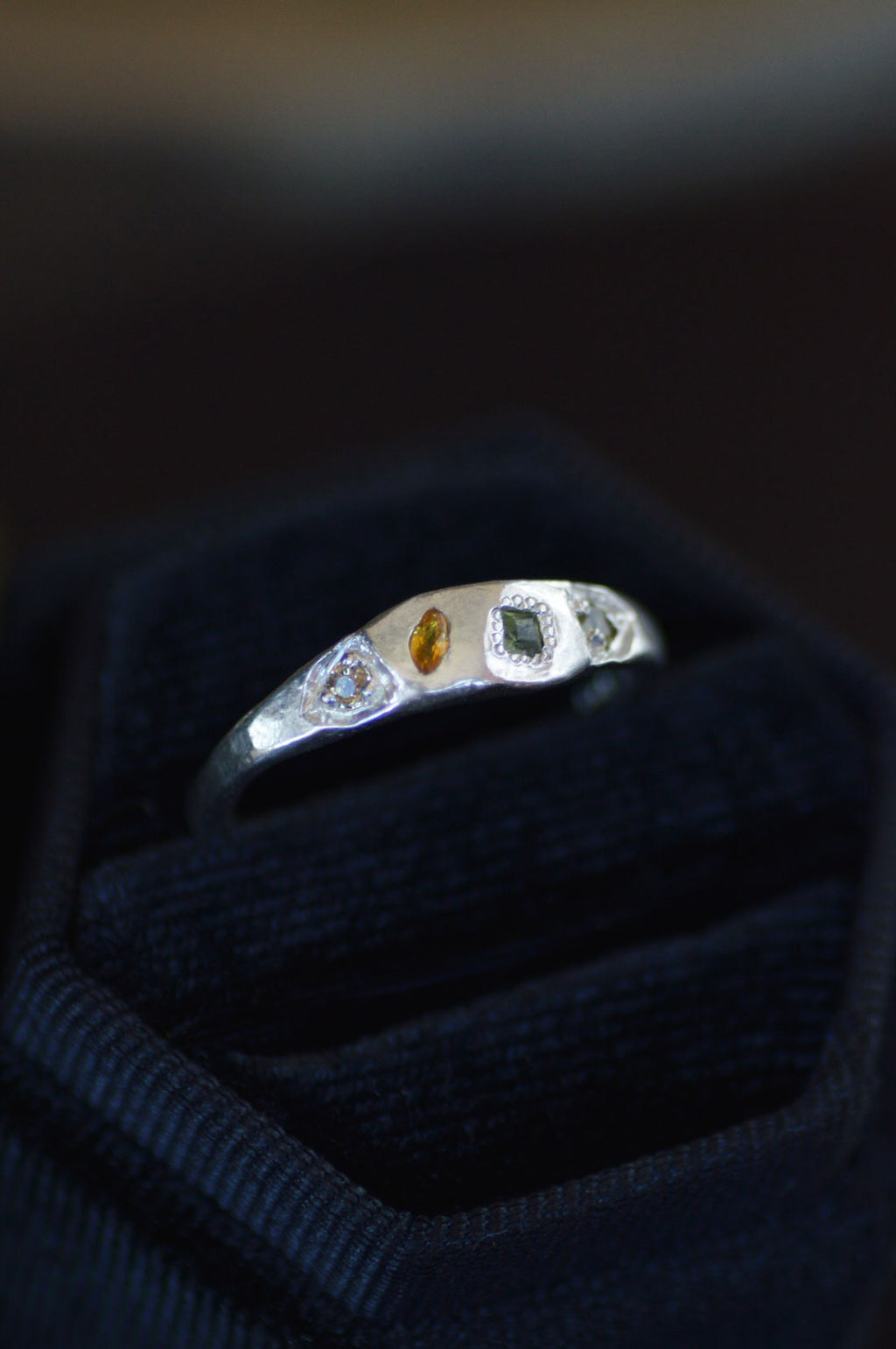 Dancer Silver Ring Sapphire, Tourmaline & Peridot 1541-2