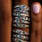 Dancer Silver Ring | Emerald, Pink & Blue Sapphire 2103-7