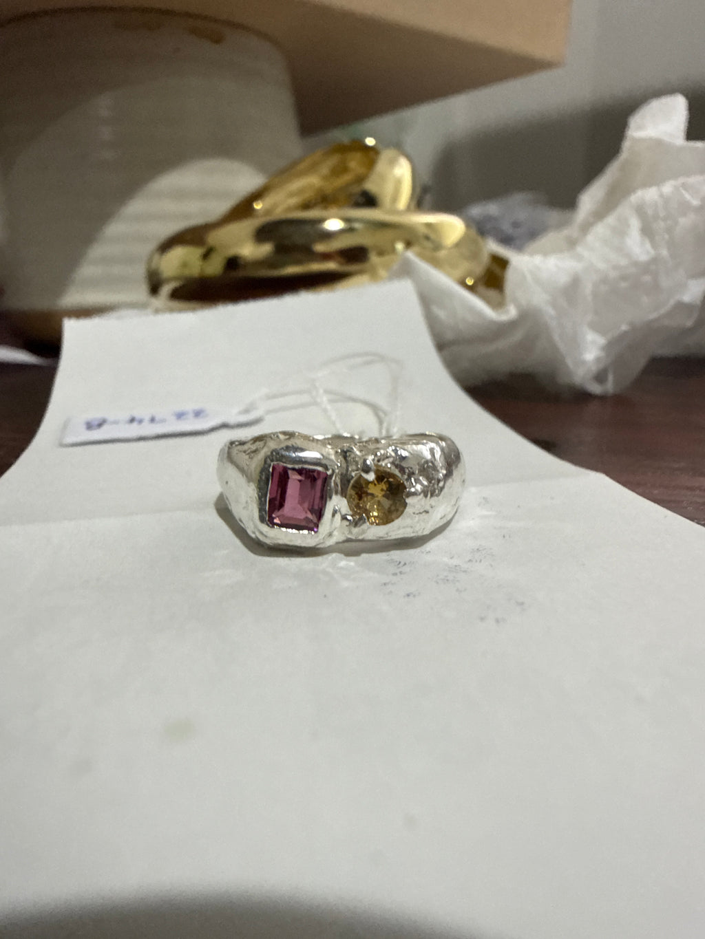 Duet Silver Ring | Yellow Sapphire & Red Garnet 2274-8