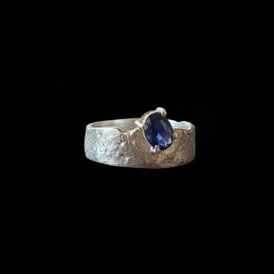 Poet Silver Ring | Blue Sapphire 2063-3