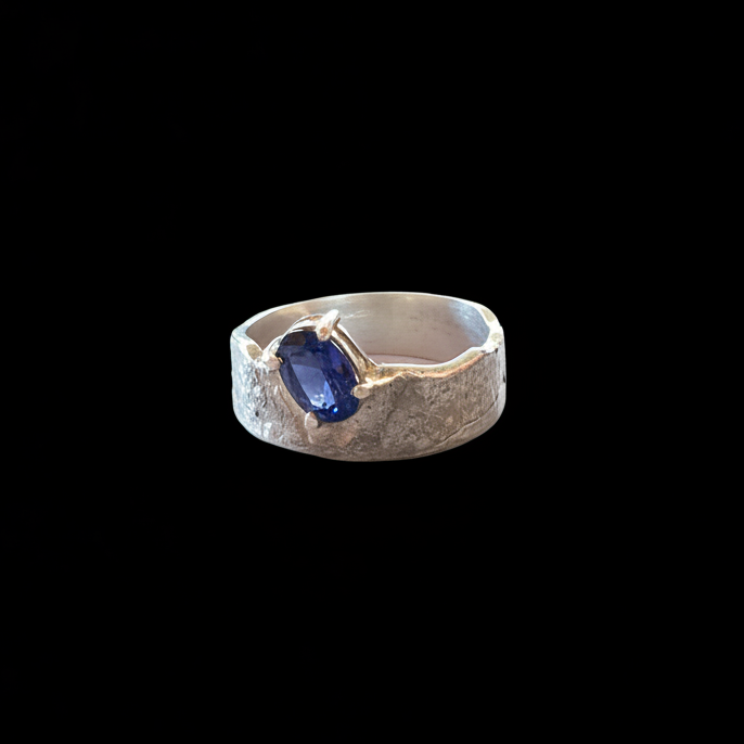 Poet Silver Ring | Blue Sapphire 2063-3