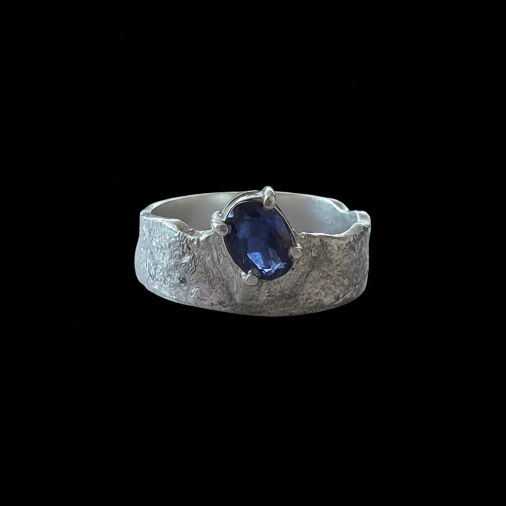 Poet Silver Ring | Blue Sapphire 2063-3