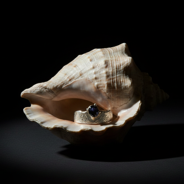 Poet Silver Ring | Blue Sapphire 2063-3