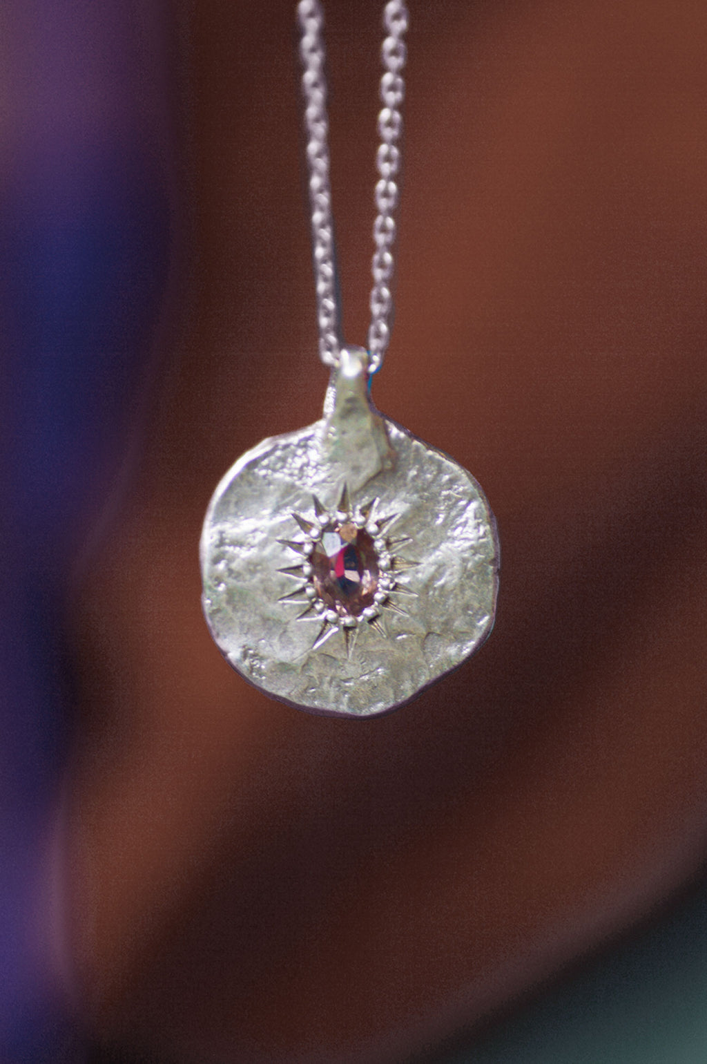 Ira Silver Pendant - Brown Zircon