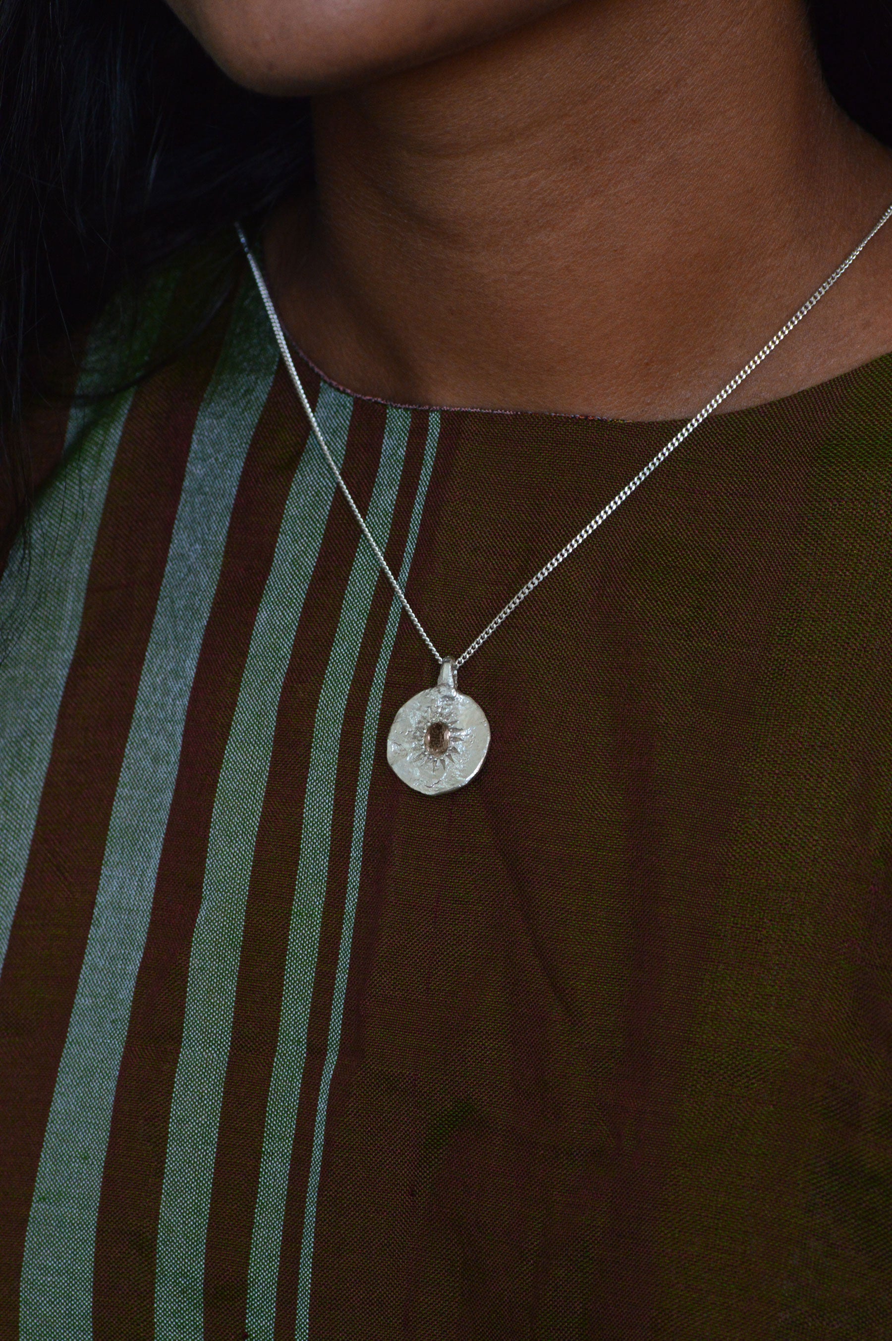 Ira Silver Pendant - Brown Zircon