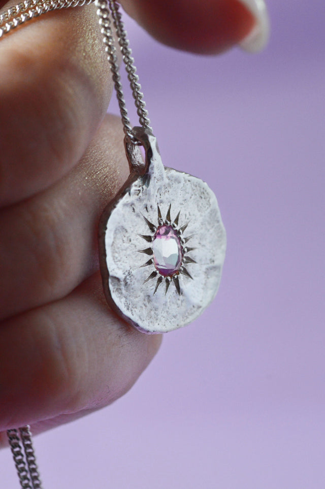 Ira Pink Tourmaline Silver Pendant