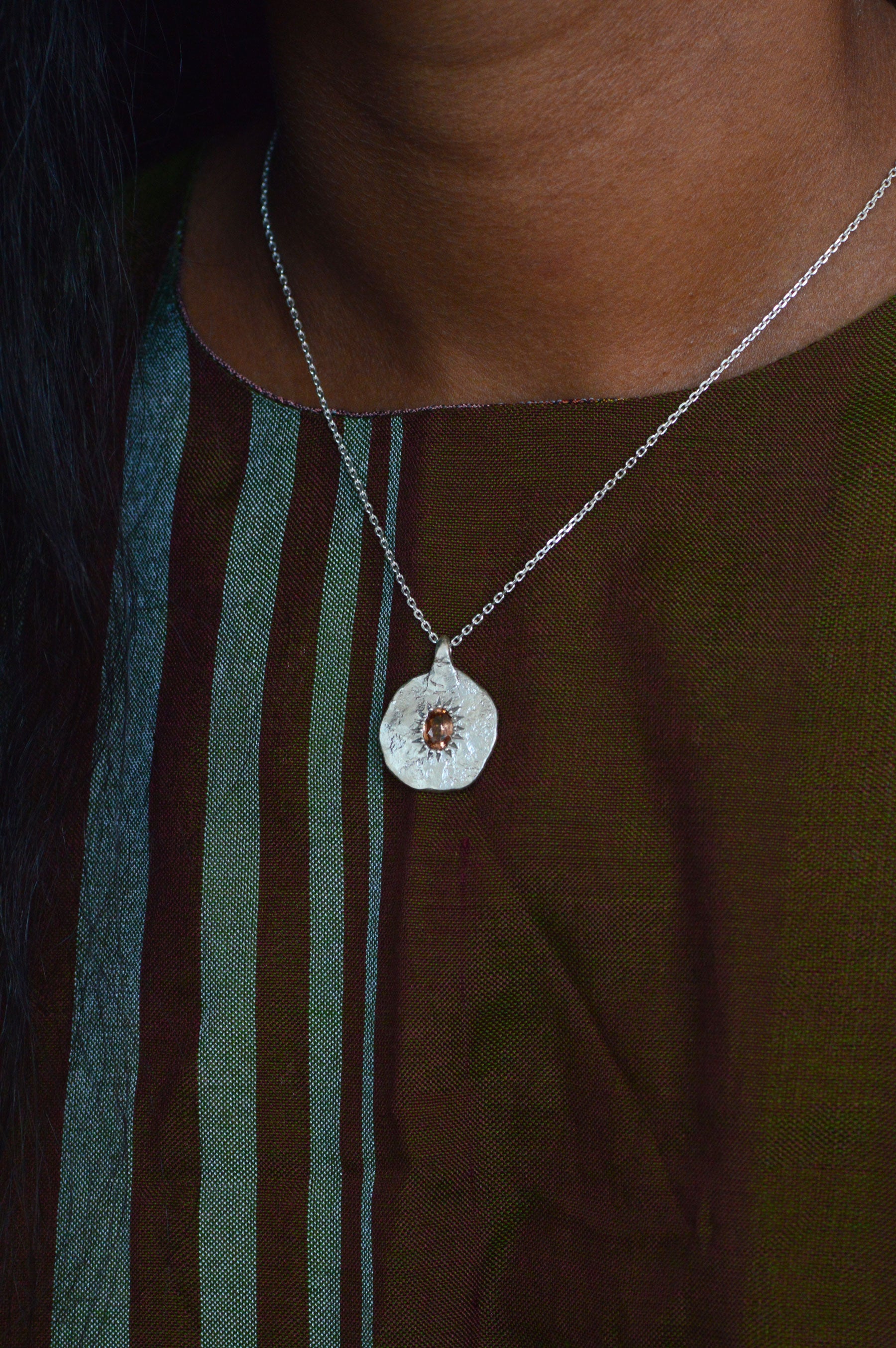 Ira Silver Pendant - Pink Tourmaline