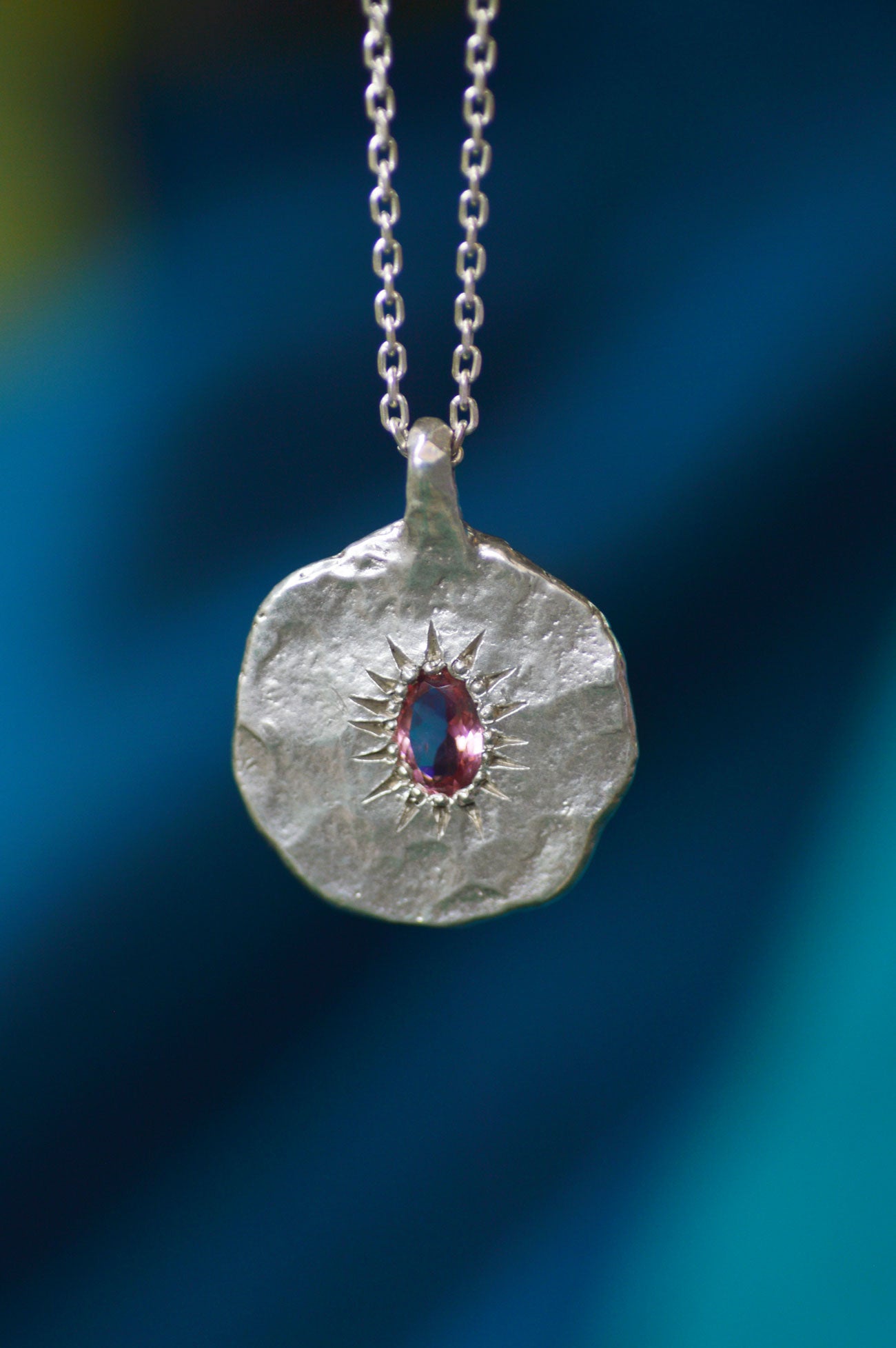 Ira Silver Pendant - Pink Tourmaline