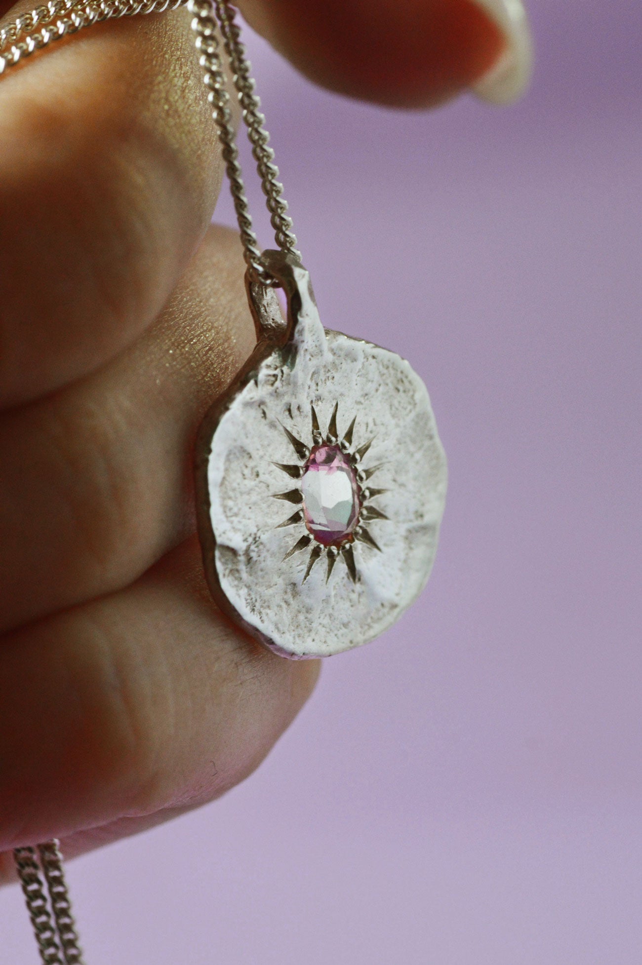 Ira Silver Pendant - Pink Tourmaline