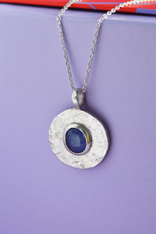 Kali Blue Sapphire Silver Pendant