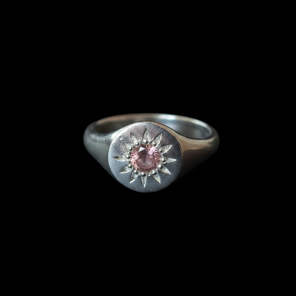 Daisy Silver Signet | Pink Sapphire 2066