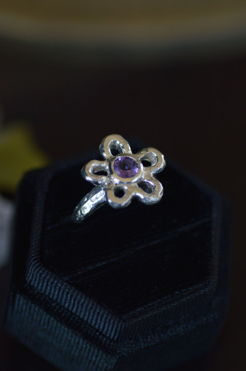 Mala Silver Ring - Amethyst