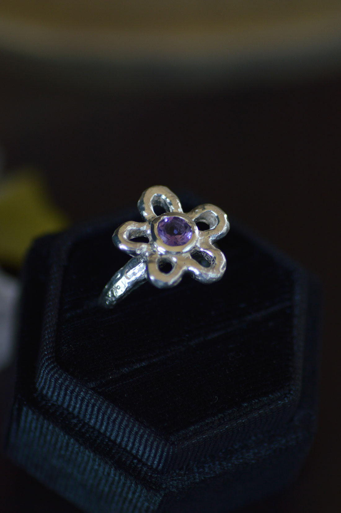 Mala Silver Ring - Amethyst