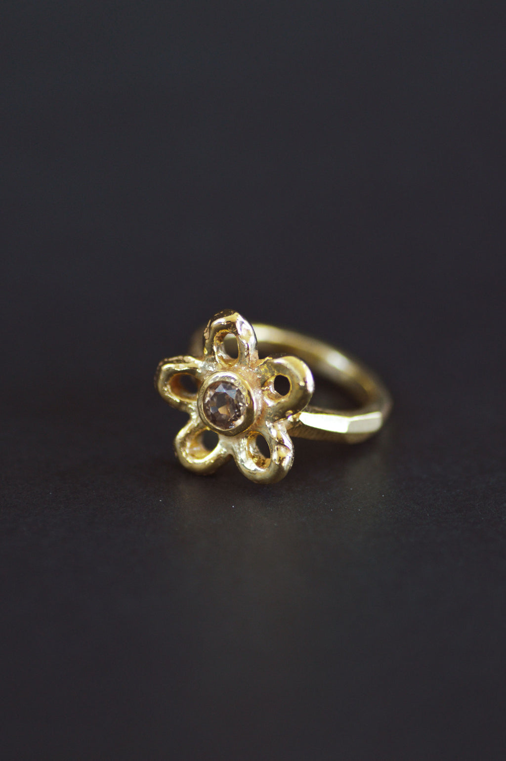Mala Brass Ring - Smoky Quartz