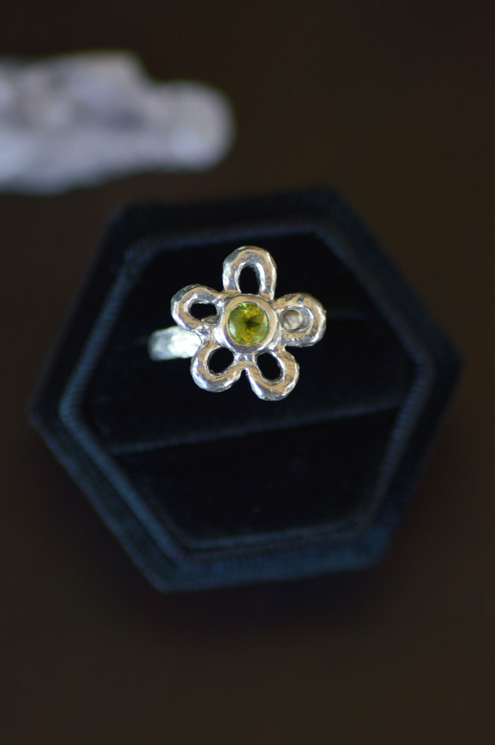 Mala Silver Ring - Peridot