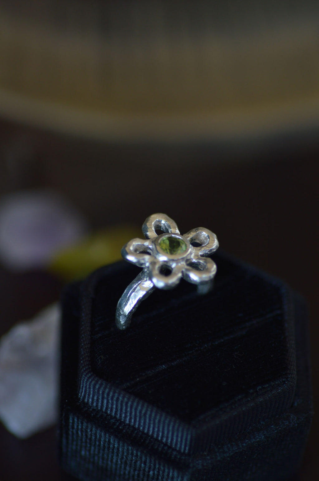 Mala Silver Ring - Peridot