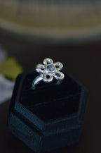 Mala Silver Ring - Cabochon Parti Sapphire