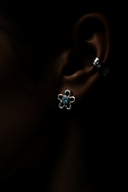 Mala Silver Stud Earrings | Blue Topaz 1933