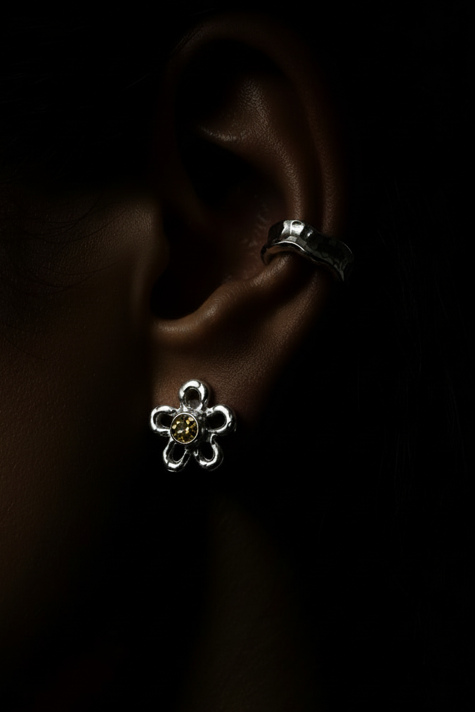 Mala Silver Stud Earrings | Citrine 1933