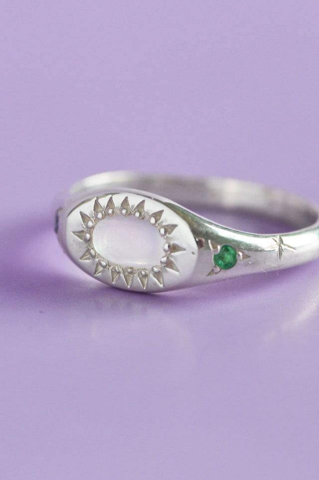 Penny Moonstone Silver Ring