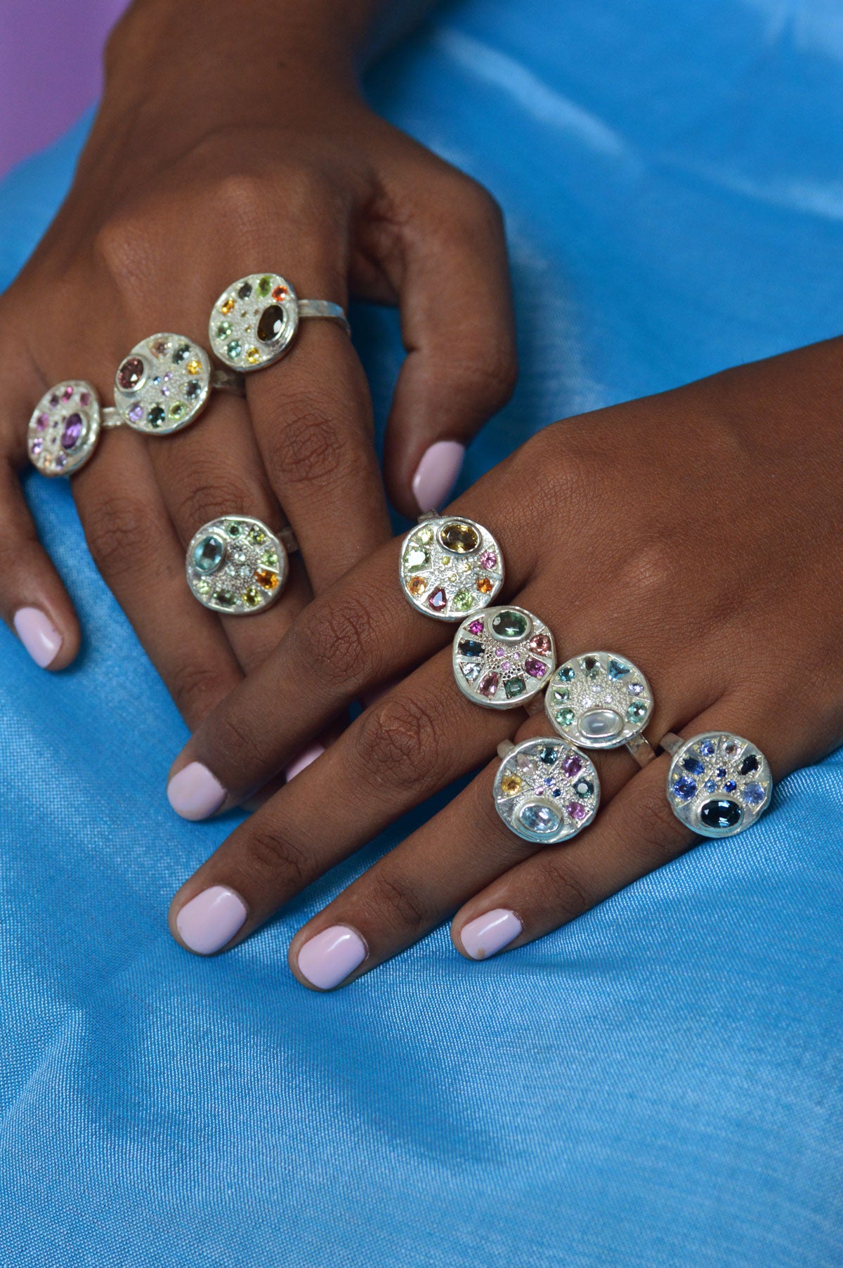 Palette Silver Ring | Blue Topaz, Peridot & Watermelon Tourmaline 1482-2