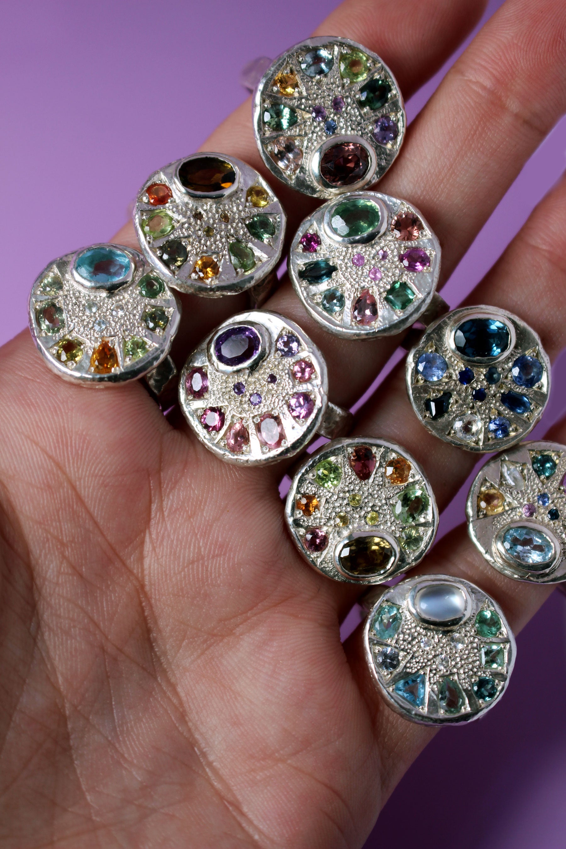 Palette Silver Ring | Blue Topaz, Peridot & Watermelon Tourmaline 1482-2