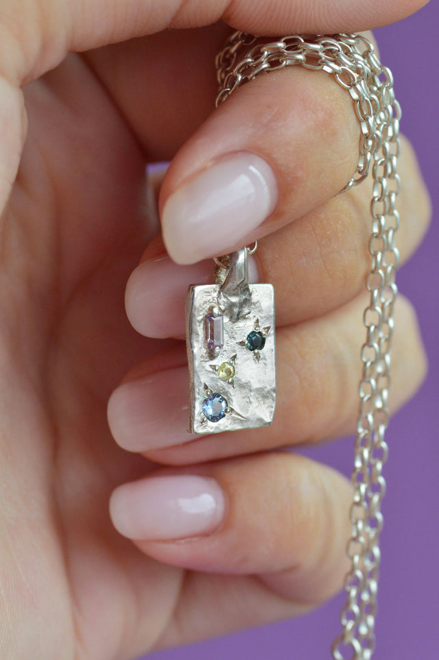 Talisman Sapphire Ingot Pendant Silver 163-01