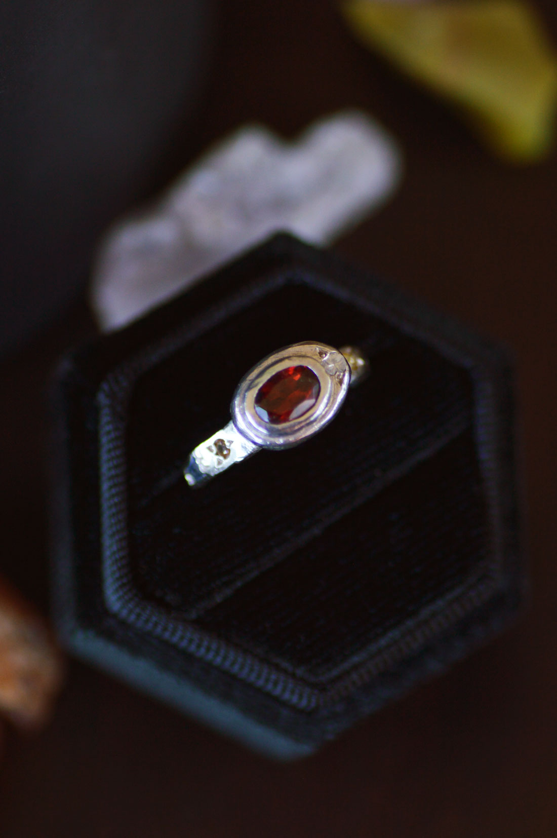 Poet Silver Ring - Garnet with Sapphire & Blue Topaz Accents 1080-6