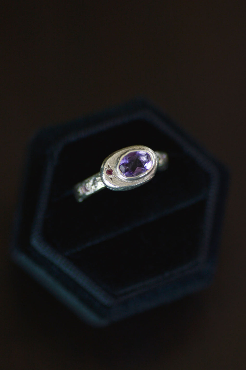 Poet Silver Ring - Amethyst with Sapphire & Tanzanite Accents 1206-1