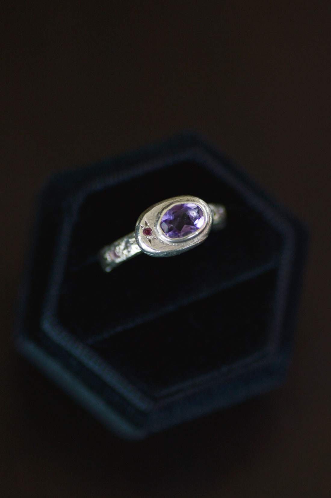 Poet Silver Ring - Amethyst with Sapphire & Tanzanite Accents 1206-1