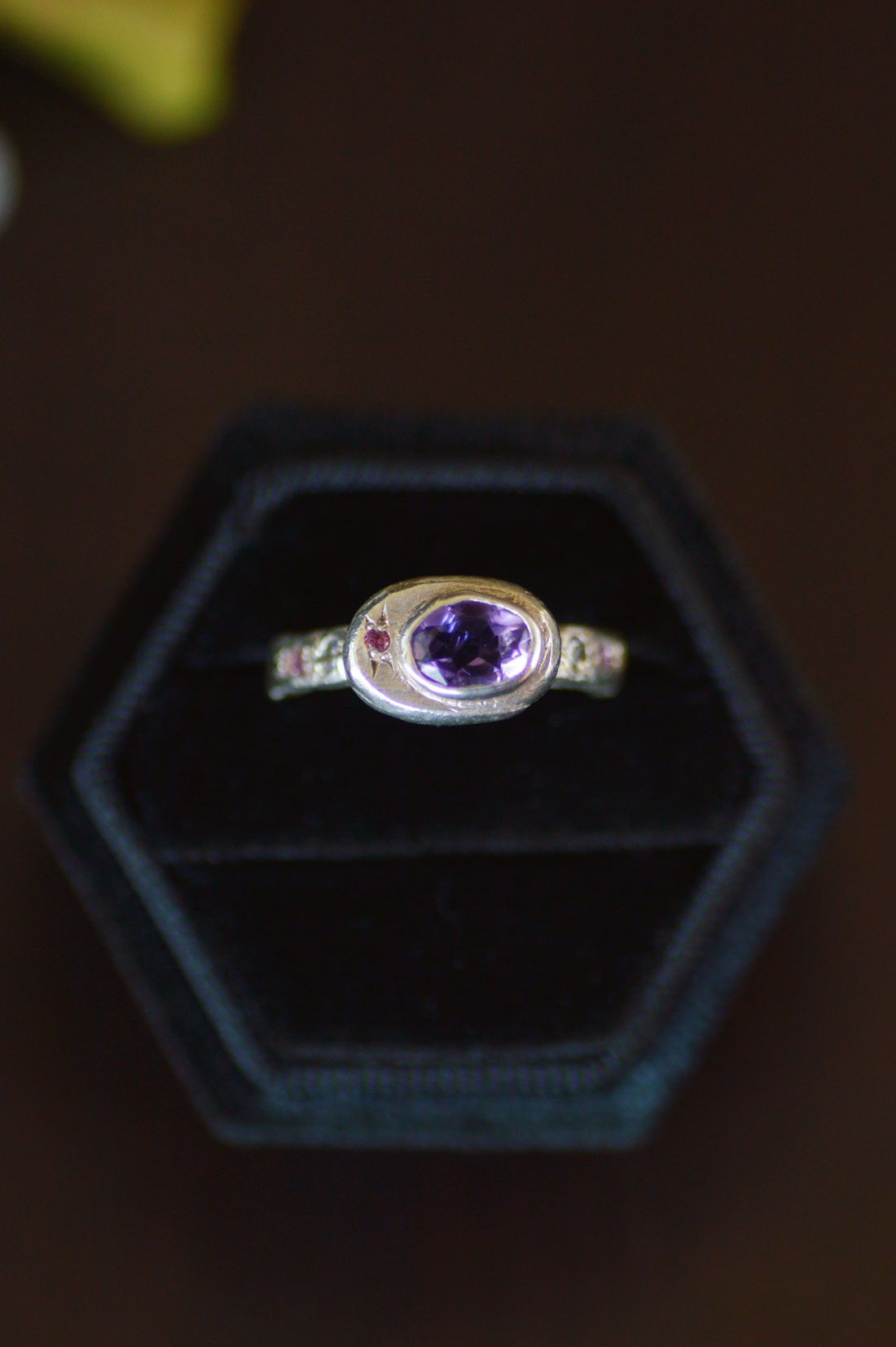 Poet Silver Ring - Amethyst with Sapphire & Tanzanite Accents 1206-1