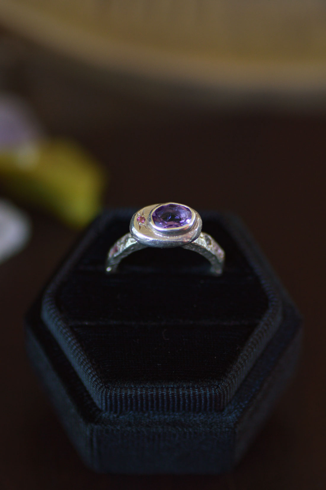 Poet Silver Ring - Amethyst with Sapphire & Tanzanite Accents 1206-1
