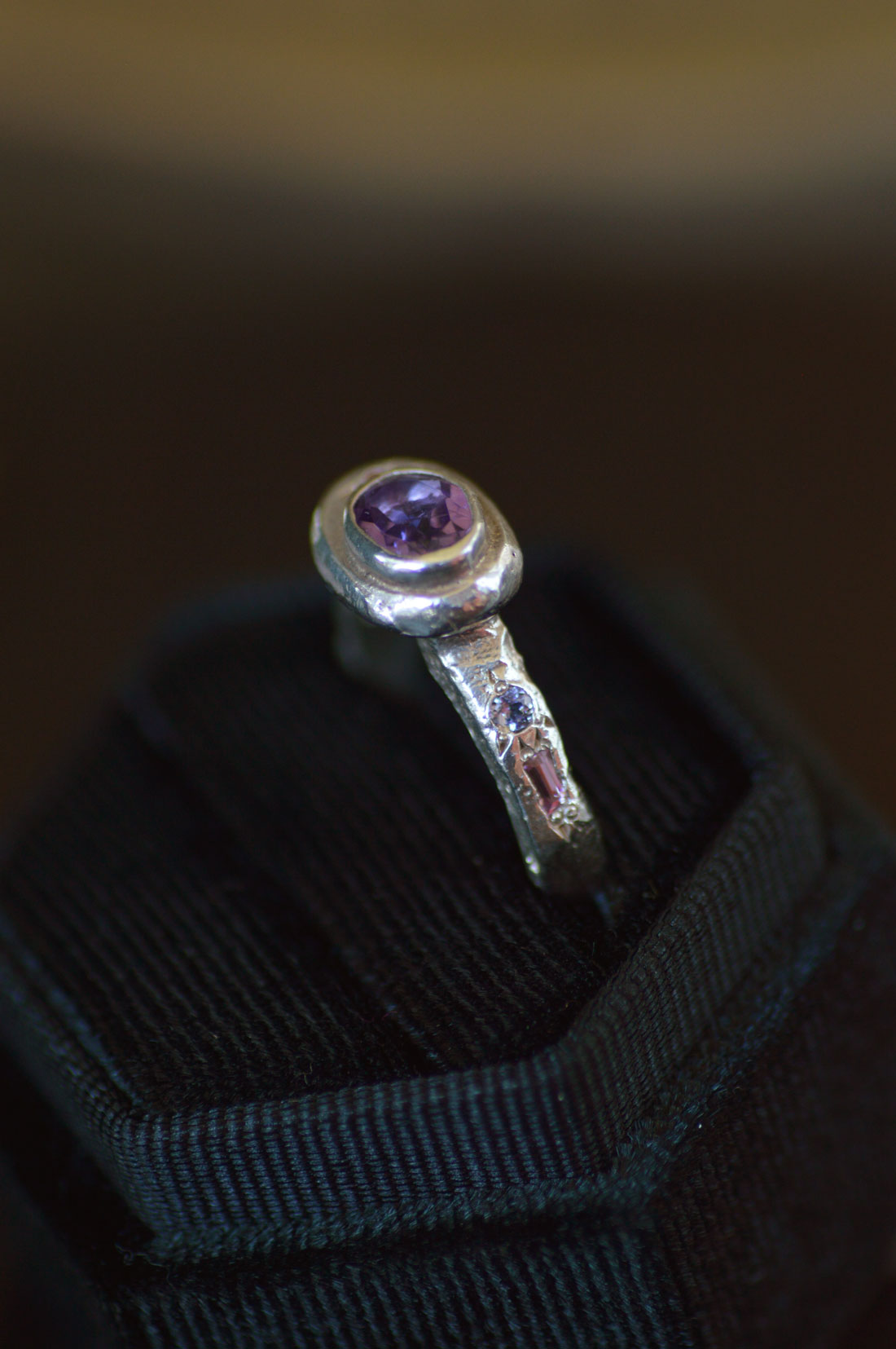 Poet Silver Ring - Amethyst with Sapphire & Tanzanite Accents 1206-1
