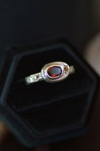 Poet Silver Ring -  Garnet with Sapphire Accents 1215-1