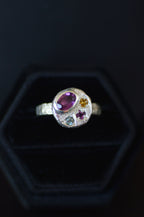 Sculpture Silver Ring - Spinel, Aquamarine, Tourmaline & Sapphire 1655-4