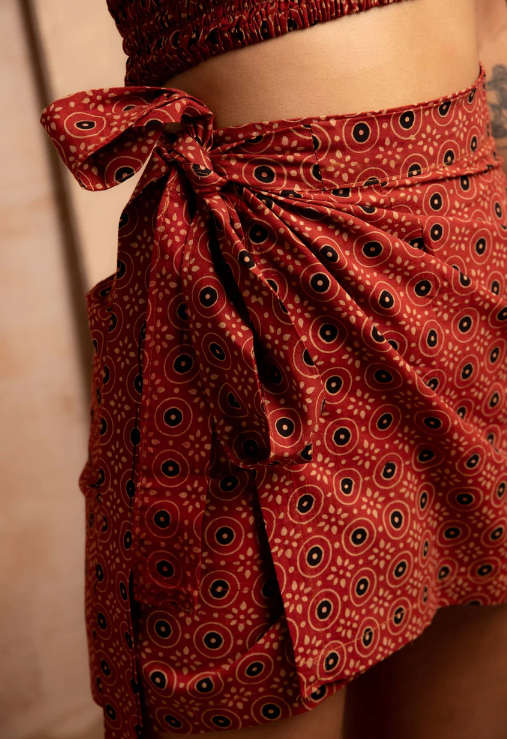 Buffalo Wrap Skirt | Block Print Cotton