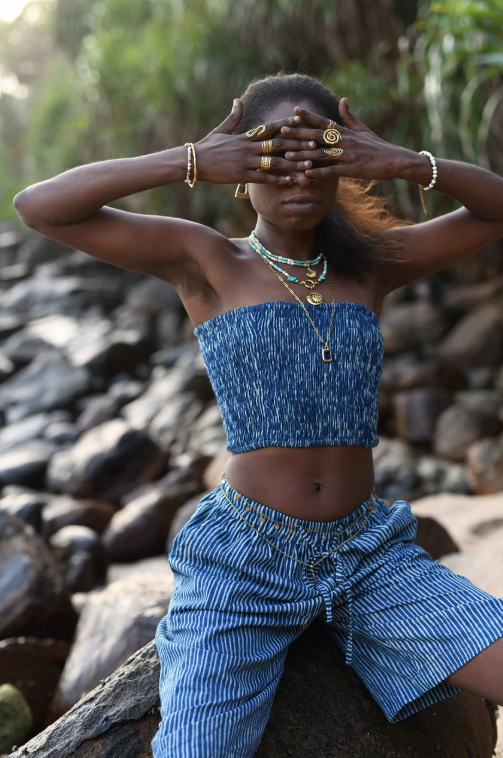 Buffalo Wide Leg Bermuda Shorts | Block Print Cotton