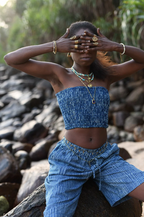 Buffalo Wide Leg Bermuda Shorts | Block Print Cotton
