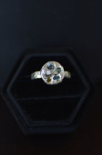 Sculpture Silver Ring - Aquamarine, Sapphire & Tourmaline 1655-3