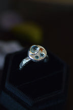 Sculpture Silver Ring Blue Topaz, Sapphire & Tourmaline 1655-5