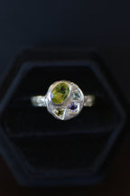 Sculpture Silver Ring - Peridot, Sapphire & Tourmaline 1655-6