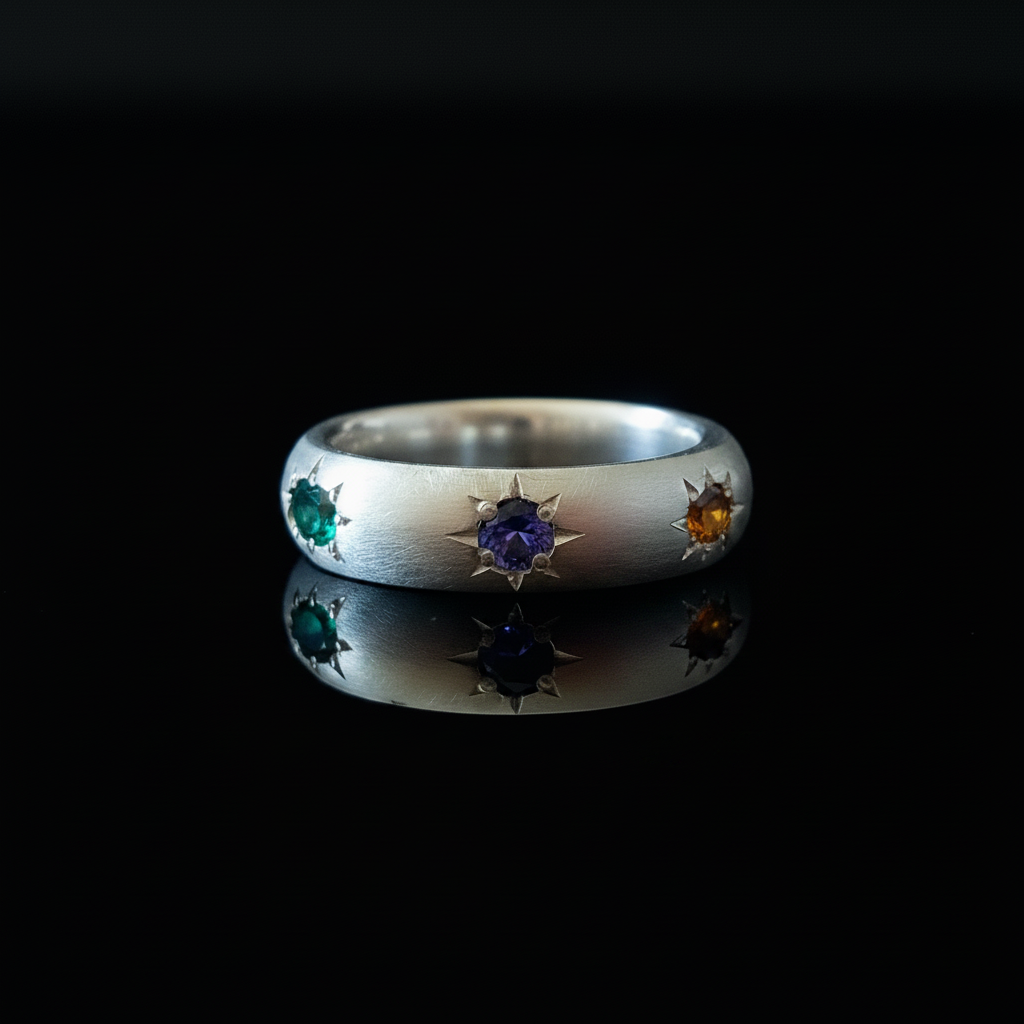 Ceres Band Silver | Emerald, Tourmaline & Sapphire 2170-8