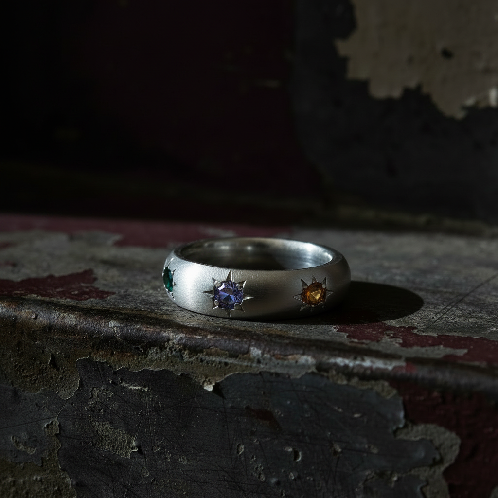 Ceres Band Silver | Emerald, Tourmaline & Sapphire 2170-8