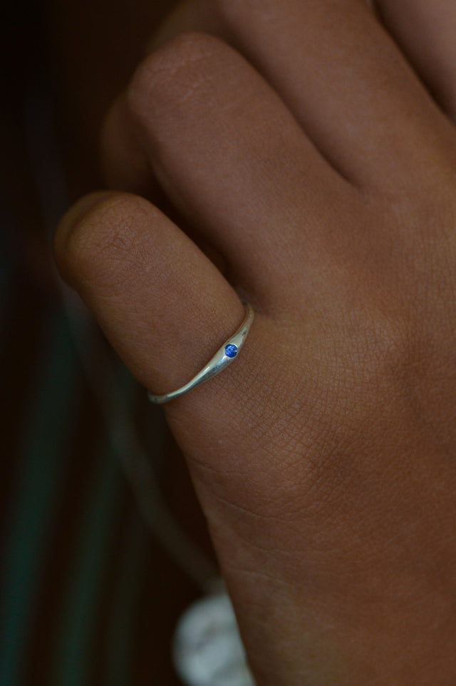 Siyum Blue Sapphire Silver Ring