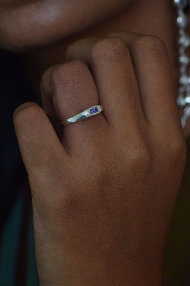 Cleo Purple Sapphire Silver Ring
